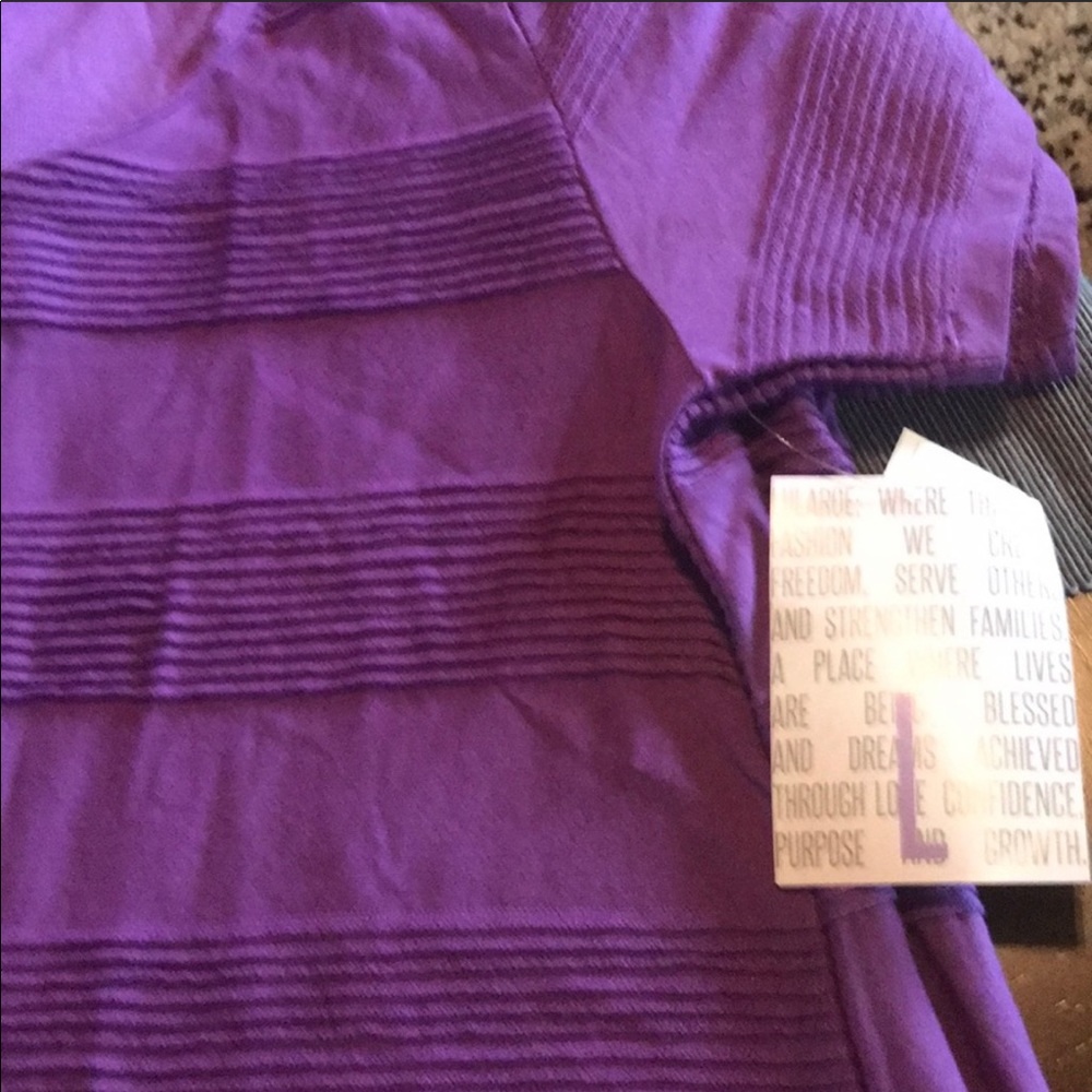 LuLaRoe pintuck striped purple shirt L
